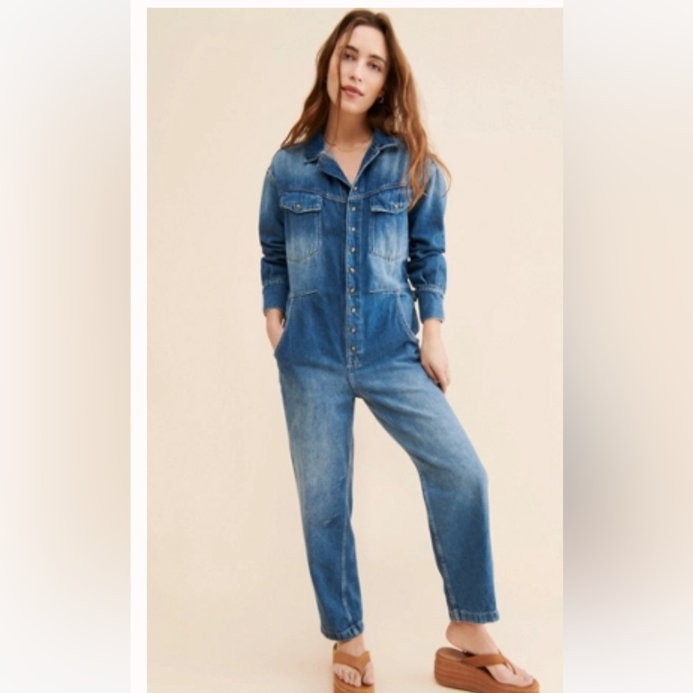 Fun free people denim jumpsuit